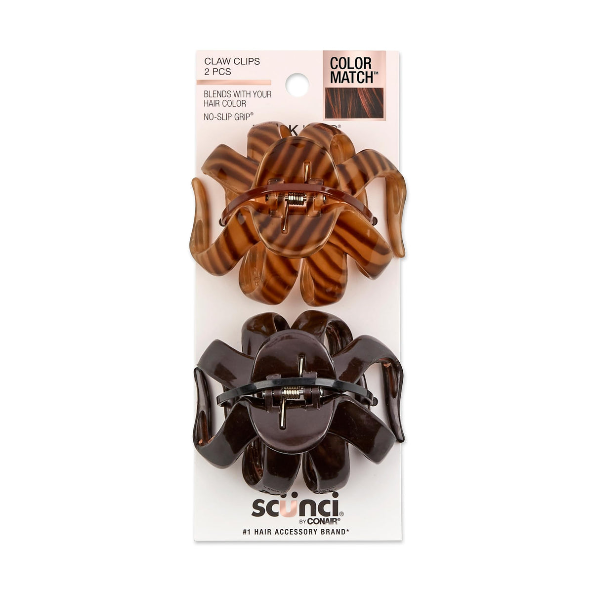 Conair Scünci Octopus Claw Clips set in black and tortoise finishes