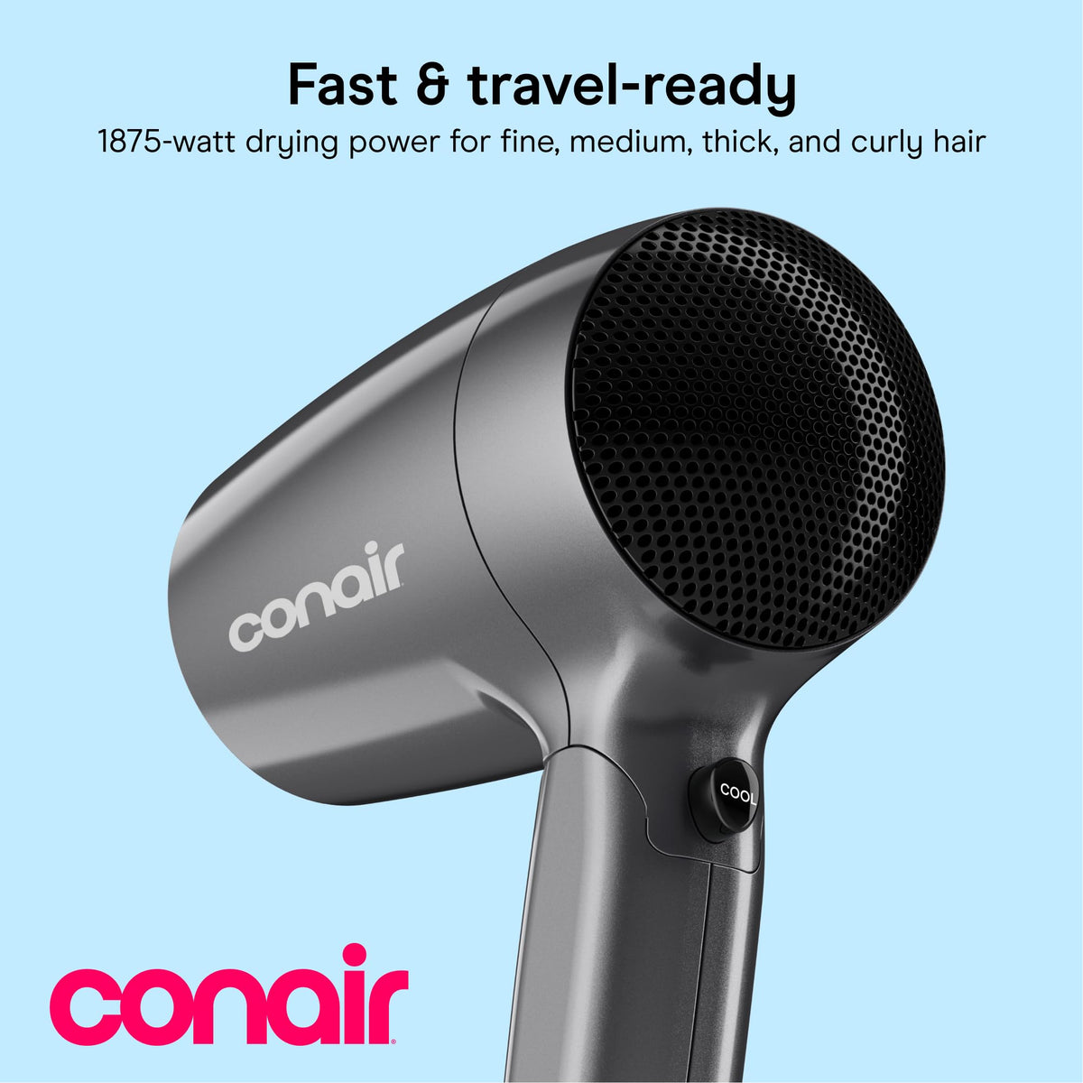 Conair Travel Hair Dryer folded for easy packing