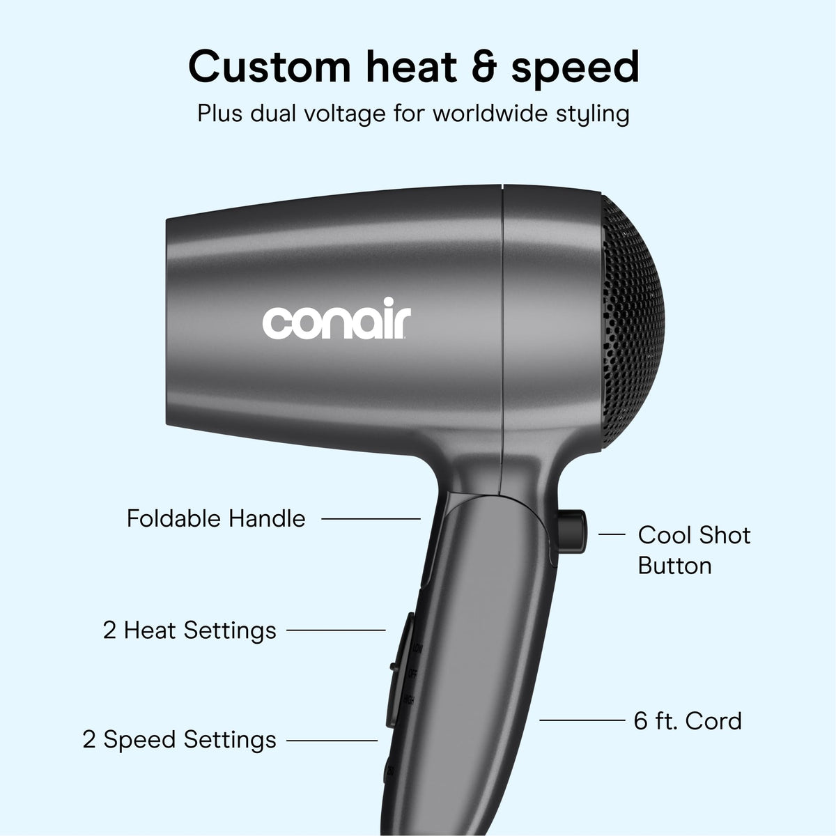 Conair Travel Hair Dryer lightweight design in hand