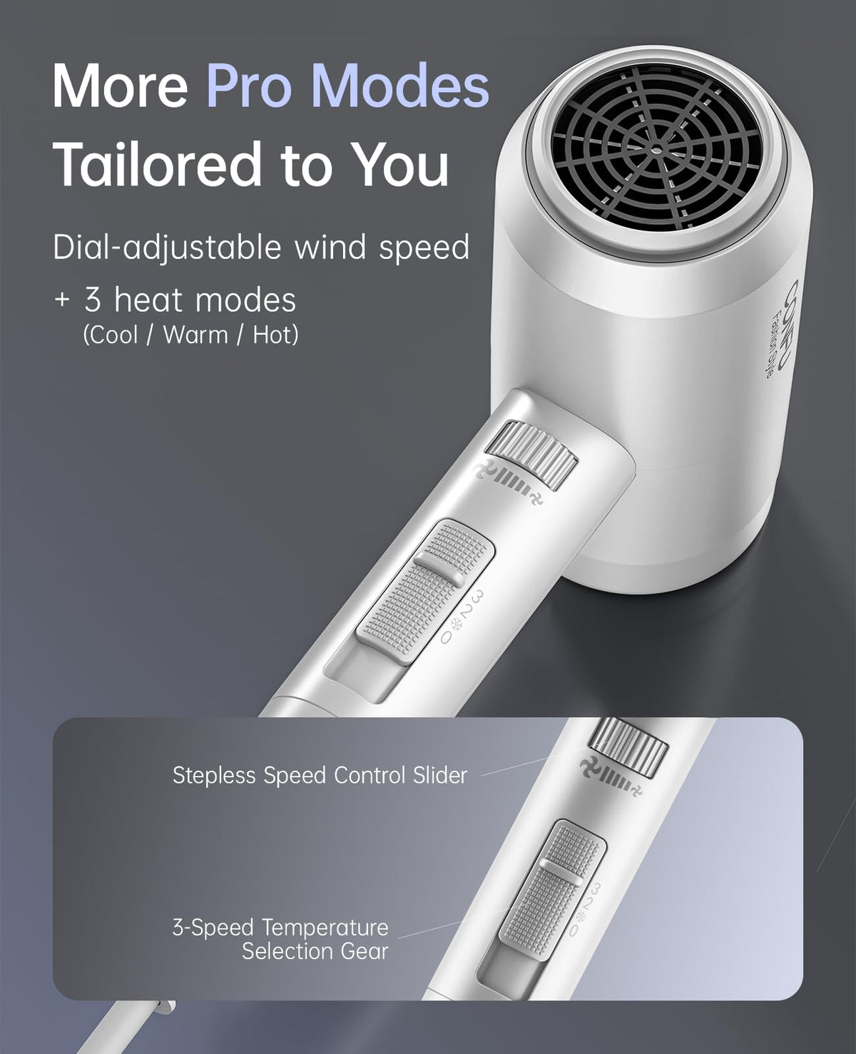 CONFU Hair Dryer back view showing safety features