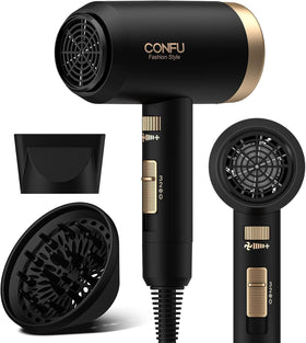 CONFU Hair Dryer front view with diffuser and concentrator