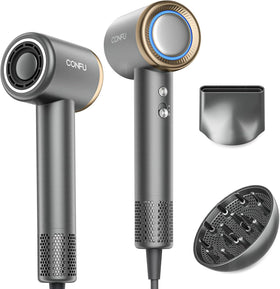 CONFU Hair Dryer front view with diffuser attachment