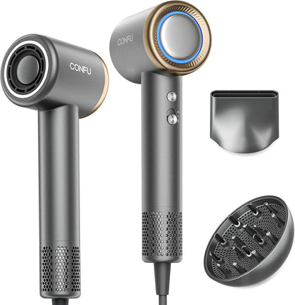 CONFU Hair Dryer front view with diffuser attachment