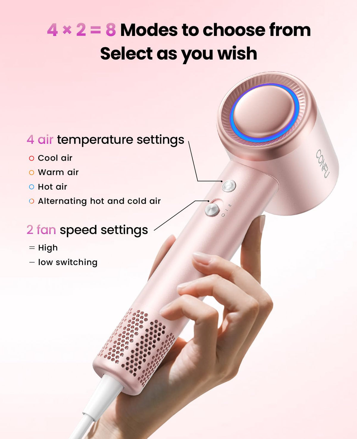 CONFU Hair Dryer lightweight design in hand