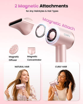 CONFU Hair Dryer magnetic attachments close-up