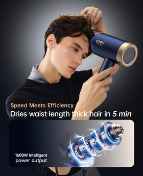 CONFU Hair Dryer showing temperature adjustment slider
