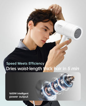 CONFU Hair Dryer showing temperature adjustment slider