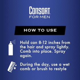 Consort Extra Hold Hair Spray in use on styled hair