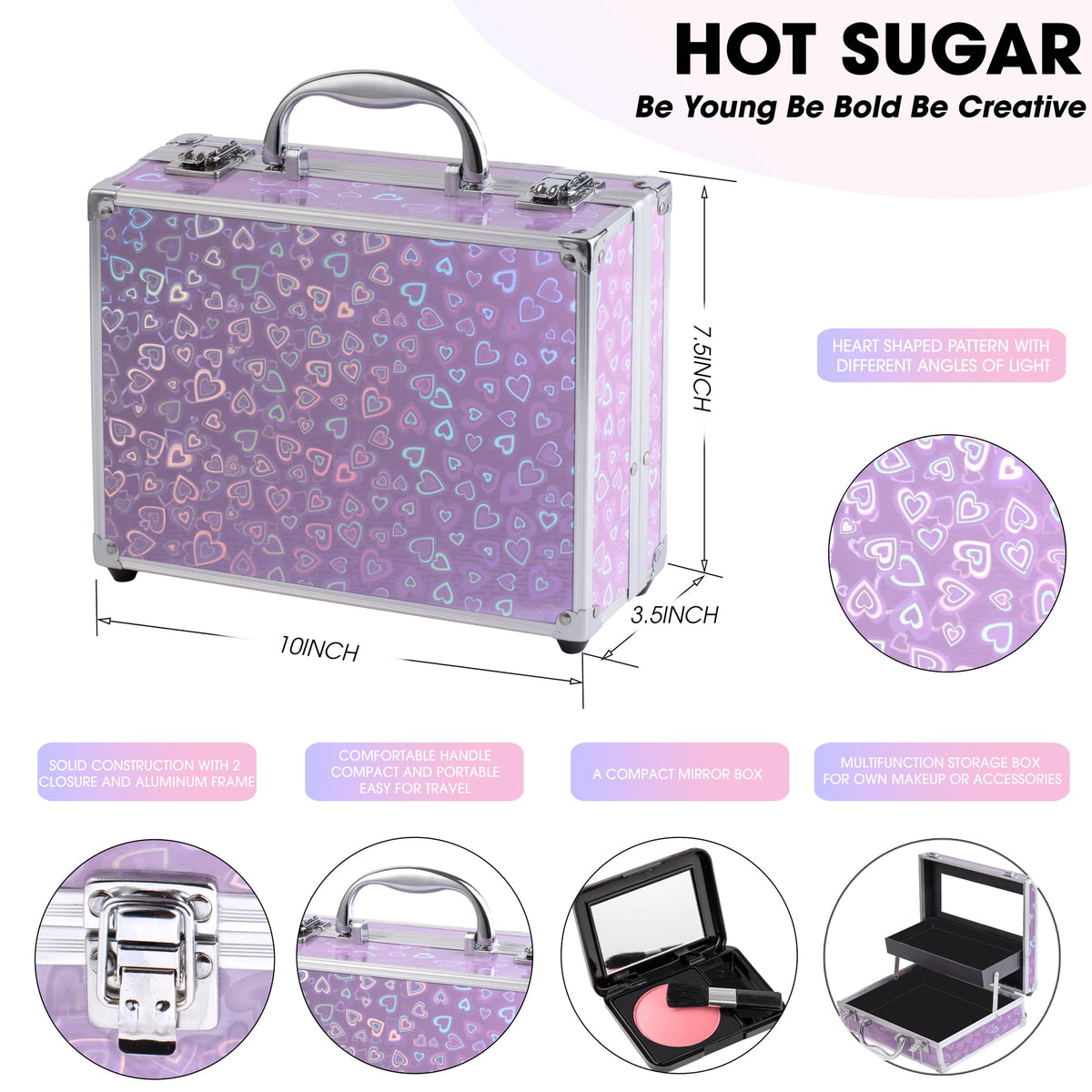 Contents of Hot Sugar Makeup Kit including eye shadows and lipsticks