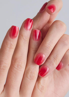 Contents of ohora Semi Gel Nail Strips package including nail wraps and tools