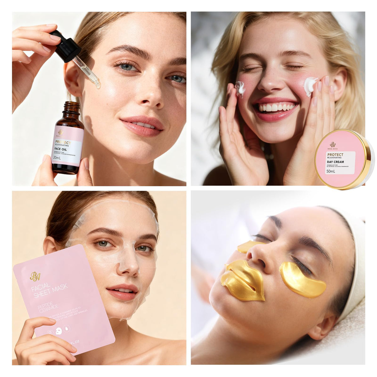 Contents of RA ROSA ACCA Facial Skin Care Set including creams and masks