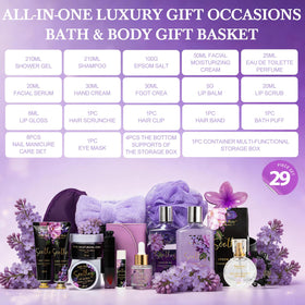 Contents of Saint Roy Spa Kit including Shower Gel and Epsom Salt