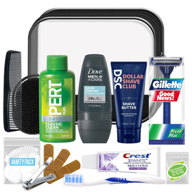 Convenience Kits International Men's Super Deluxe Travel Kit front view with black trim