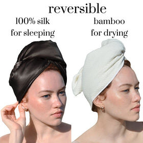 Cool Mom's Closet Black Silk Hair Wrap bamboo viscose side