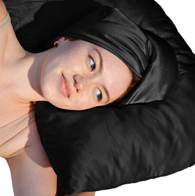 Cool Mom's Closet Black Silk Hair Wrap front view