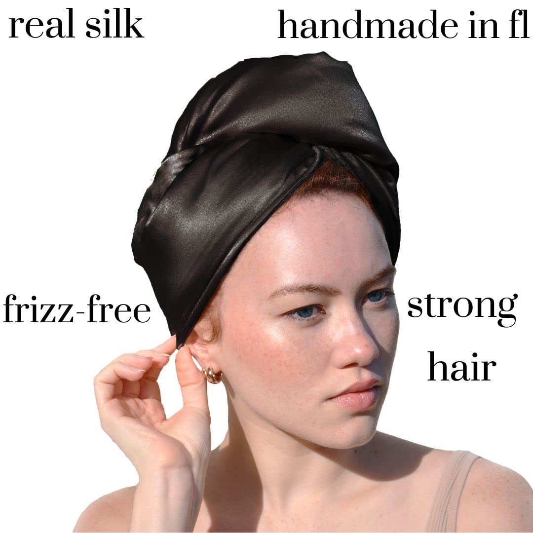 Cool Mom's Closet Black Silk Hair Wrap side view