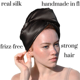 Cool Mom's Closet hair towel wrapped around hair
