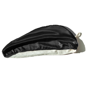 Cool Mom's Closet Pure Silk Hair Towel front view in black