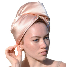 Cool Mom's Closet Pure Silk Hair Towel front view in natural light