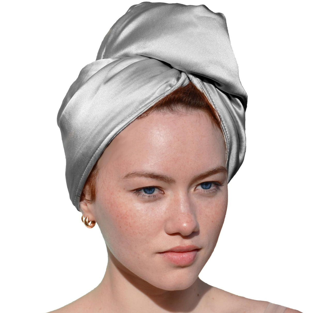Cool Mom's Closet Pure Silk Hair Towel front view with bamboo viscose cotton blend