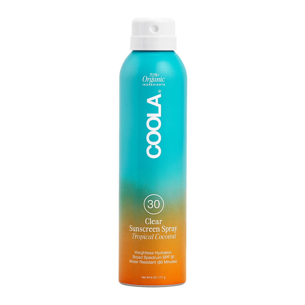 COOLA Clear Sunscreen Spray SPF 30 Tropical Coconut front view