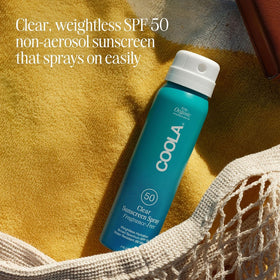 COOLA Clear Sunscreen Spray SPF 50 ingredients close-up