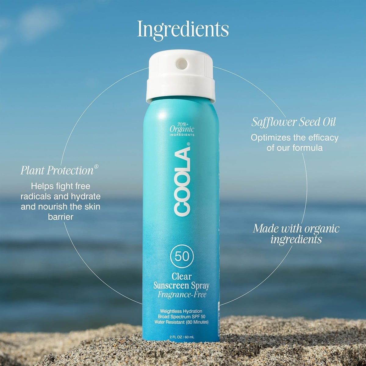 COOLA Clear Sunscreen Spray SPF 50 packaging details