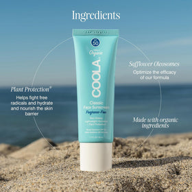 COOLA Face Sunscreen SPF 50 Lotion with natural background