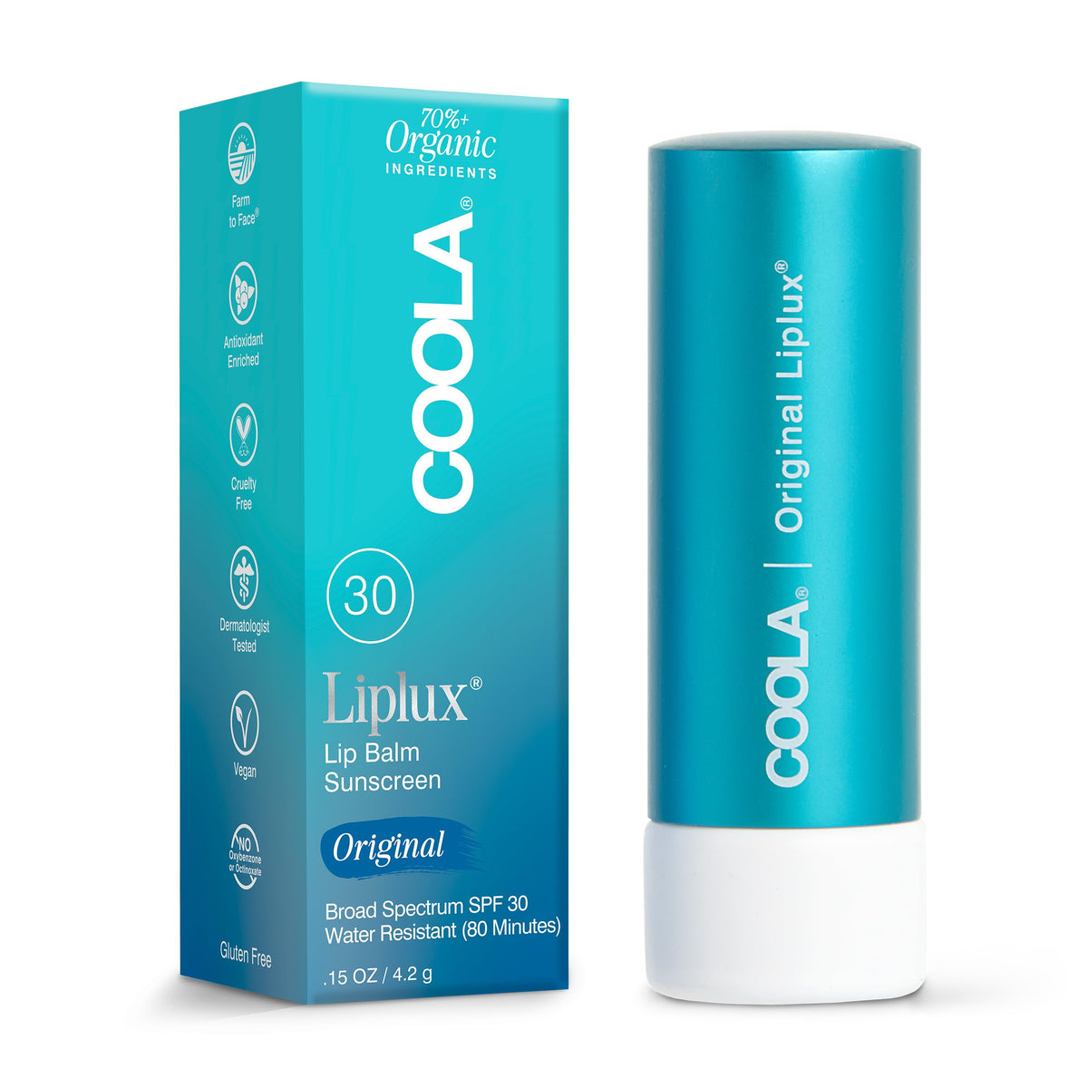 COOLA Liplux SPF 30 Organic Lip Balm front view
