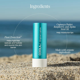COOLA Liplux SPF 30 Organic Lip Balm in lifestyle setting