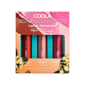 COOLA Liplux Tinted Lip Balm SPF 30 Trio packaging front view