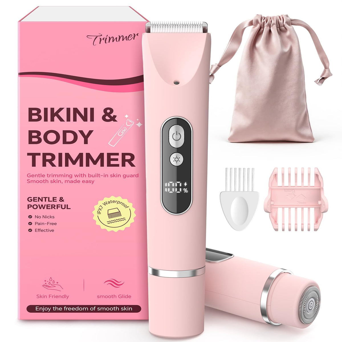 CoolHair Bikini Trimmer front view with pink design