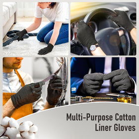 COOLJOB Cotton Moisturizing Gloves in Black, folded neatly