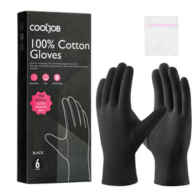 COOLJOB Cotton Moisturizing Gloves in Black, front view