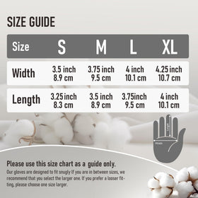 COOLJOB Cotton Moisturizing Gloves in Black, showing size options