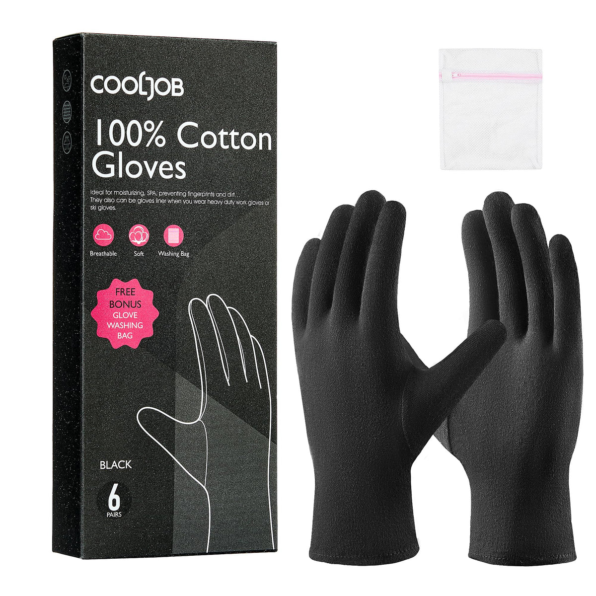 COOLJOB Moisturizing Gloves black XL front view