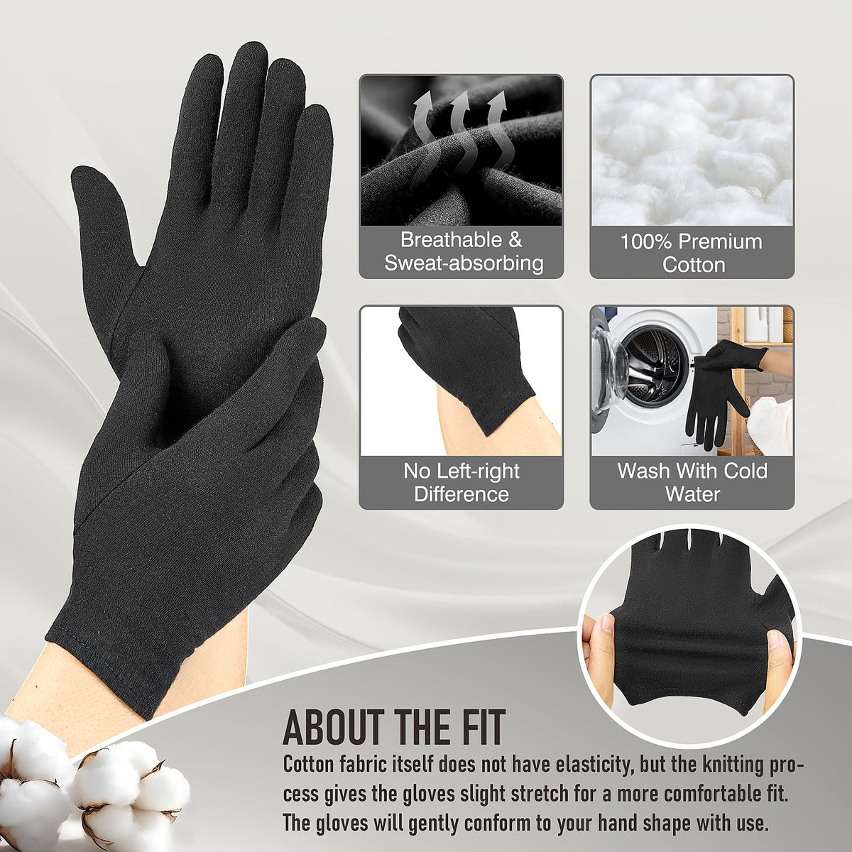 COOLJOB Moisturizing Gloves black XL side view