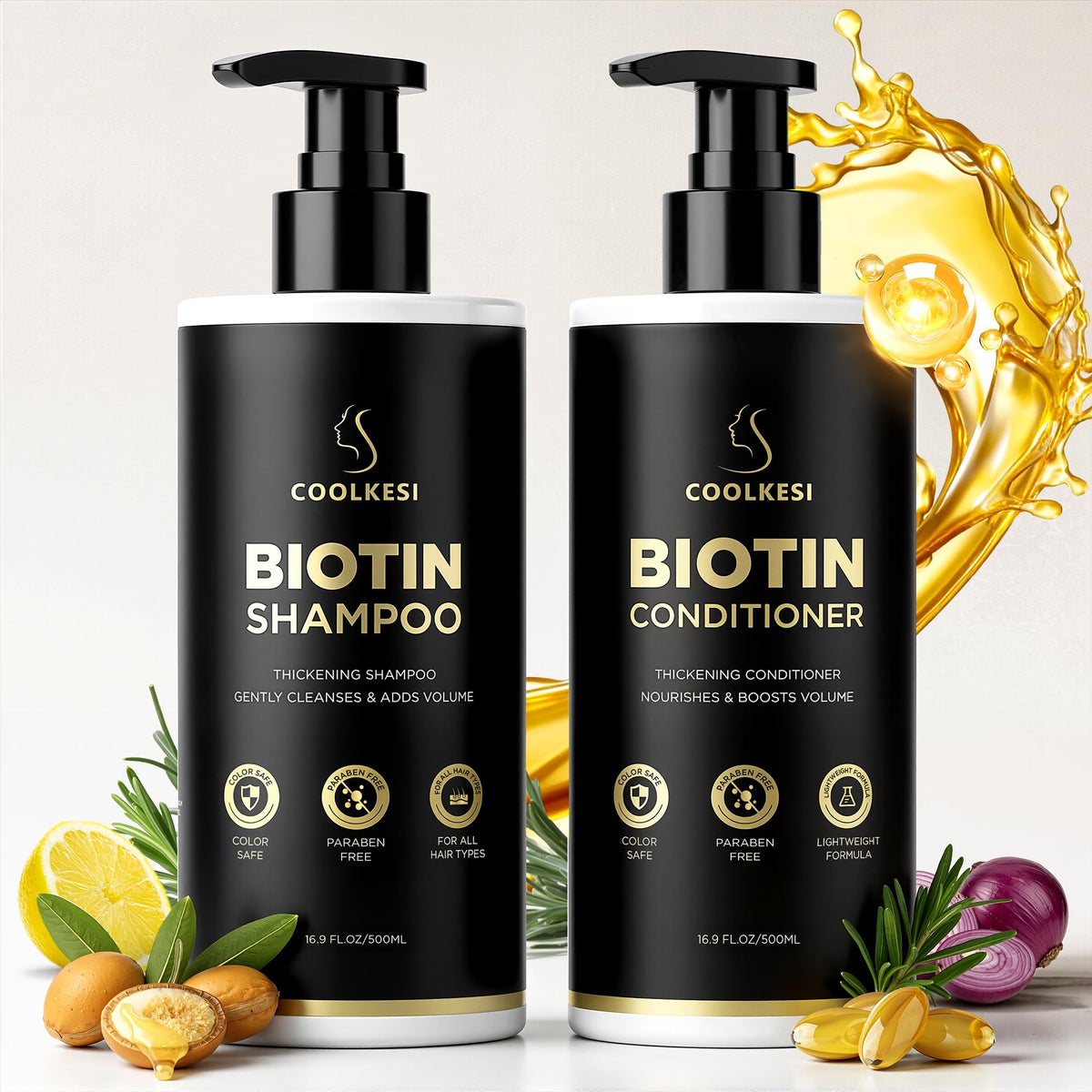 COOLKESI Biotin Hair Growth Shampoo and Conditioner Set 2x16.9oz front view