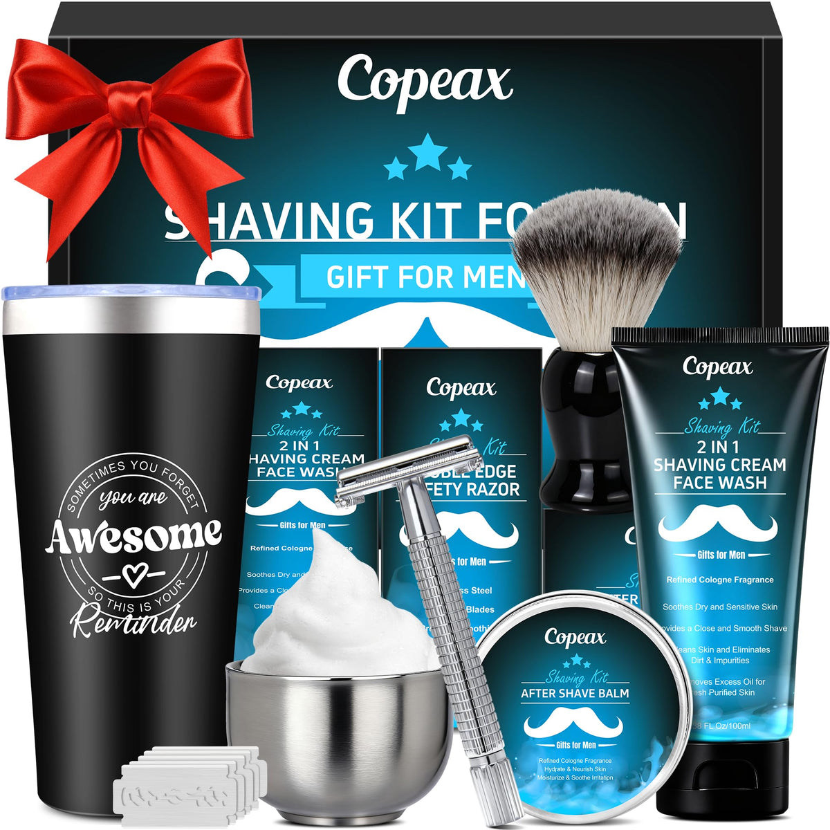 Copeax Shaving Kit with bowl, brush, and razor
