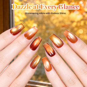 Copper cat eye gel polish from Beetles Fall collection