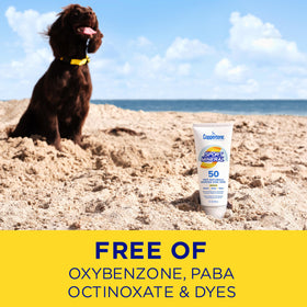 Coppertone Sport Mineral Sunscreen Lotion SPF 50 200g in a beach setting
