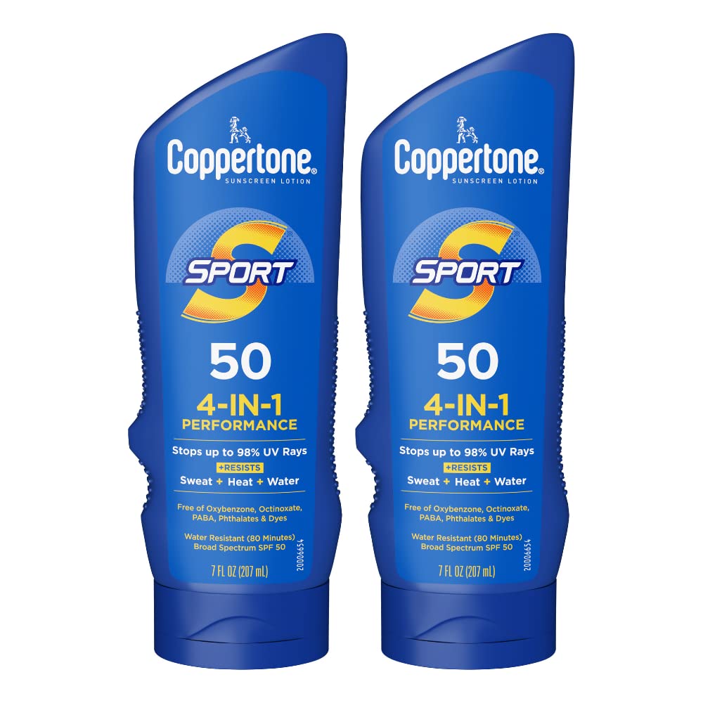 Coppertone SPORT Sunscreen Lotion SPF 50 front view of both bottles