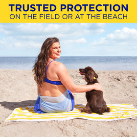 Coppertone Sport Sunscreen Spray SPF 50 in hands during application