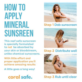 Coral Safe Sunscreen Lotion SPF 30 bottle in a beach setting