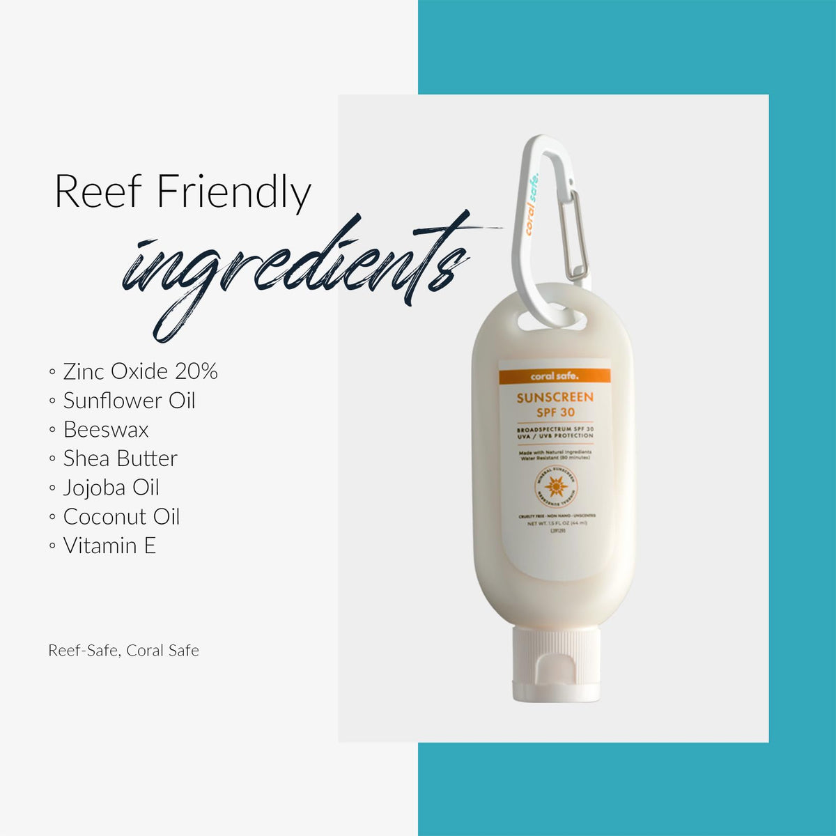 Coral Safe Sunscreen Lotion SPF 30 in a travel bag context