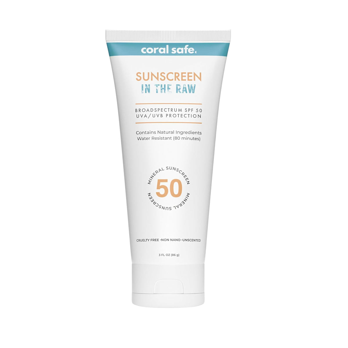 Coral Safe Sunscreen Lotion SPF 50 front view with packaging