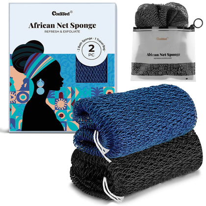 CORATED African Net Sponge front view with textured nylon mesh