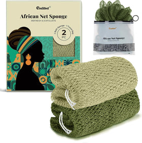 CORATED African Net Sponge front view with textured nylon mesh