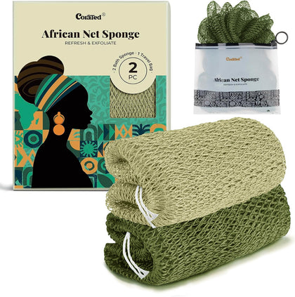 CORATED African Net Sponge front view with textured nylon mesh