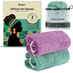 CORATED African Net Sponge front view with textured nylon mesh